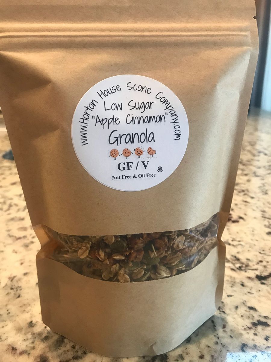 GF/V Apple Cinnamon Granola (low sugar, nut & oil free) 10oz bag